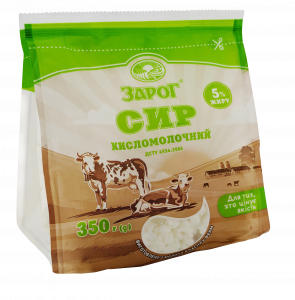 Сир кисломолочний 5% 350 г п/е ТМ "ЗароГ"
